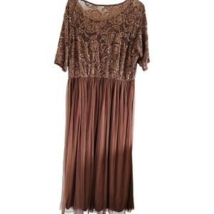 Candalite Sparkle Stretch Tulle Bottom Lace Midi Dress